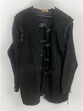 Mytholon Suede Leather Jacket Black Heavy LARP Costume Renaissance XXL